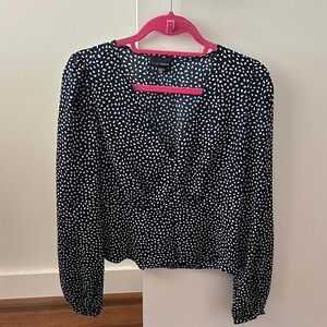 Lucy Paris Navy and White Long Sleeve Top Size M